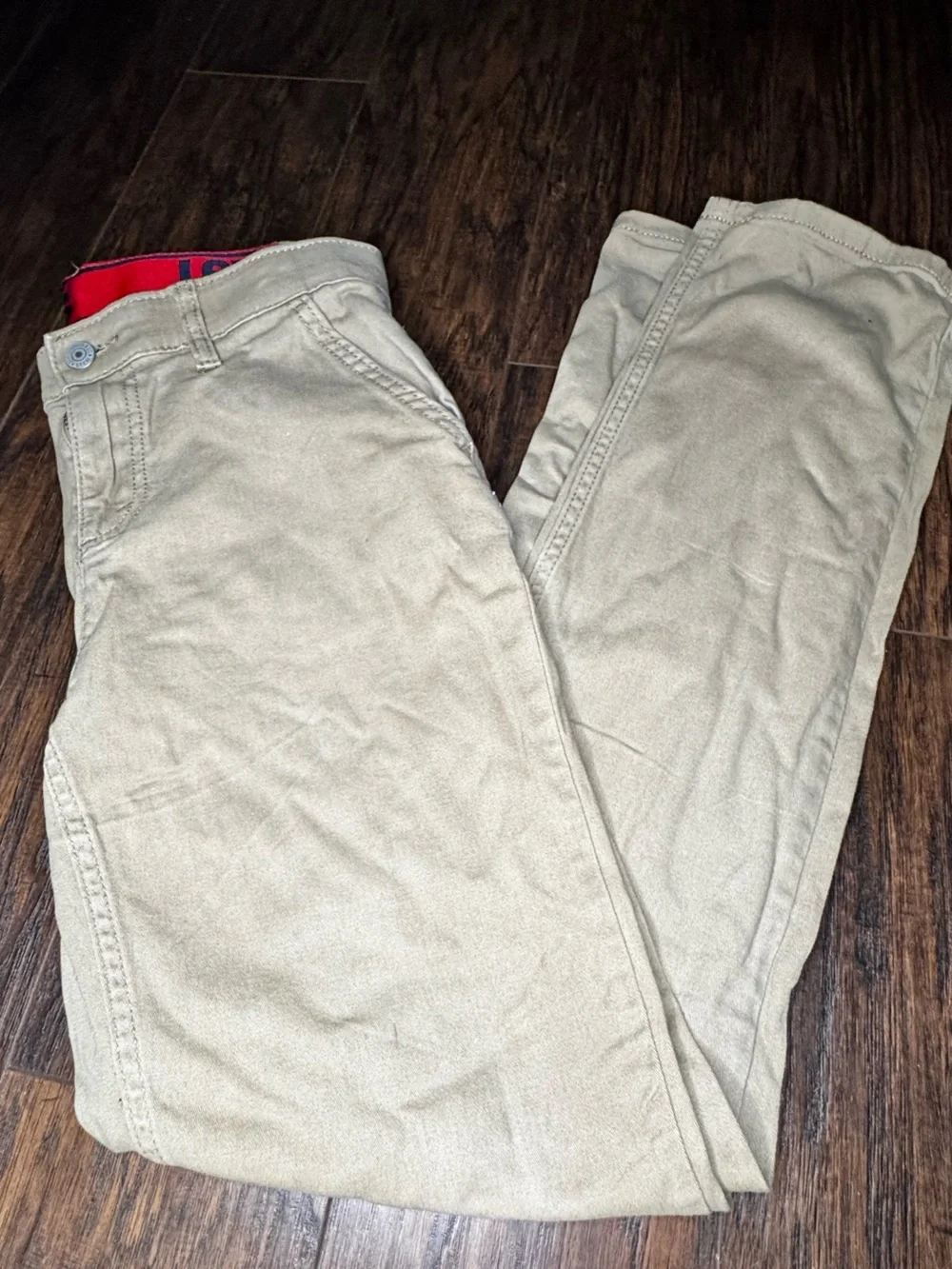 5/$25 Levi's Khaki Casual Chino Pants with Red Waistband Detail size 16